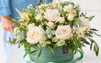 Ivory Rose Hatbox Arrangement