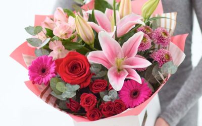 Valentines Classic Rose & Lily Hand-tied Bouquet