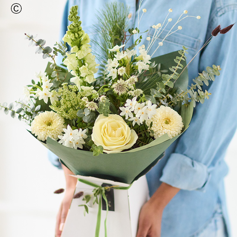 The Snowy Delight - White and Ivory Hand-Tied Bouquet