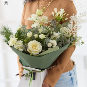 The Winter Dawn - White and Ivory Hand-Tied Bouquet