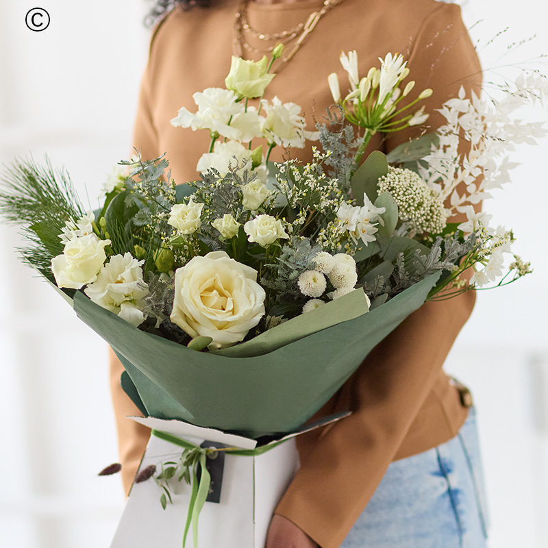 The Winter Dawn - White and Ivory Hand-Tied Bouquet