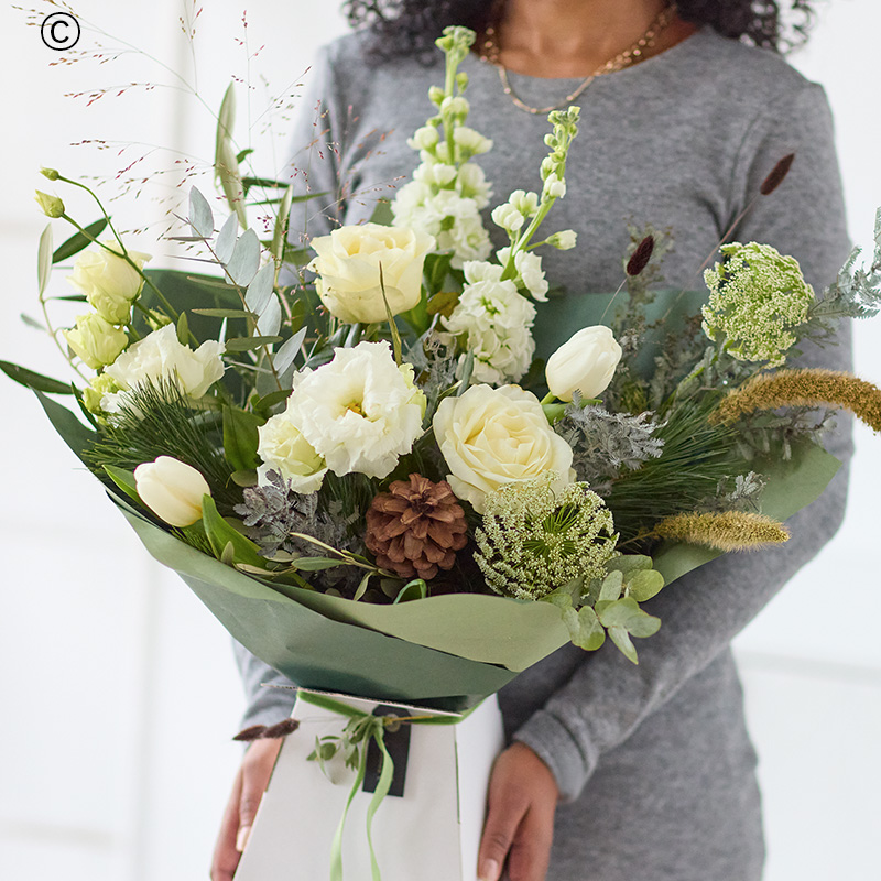 The Winter Wonderland - White and Ivory Hand-Tied Bouquet